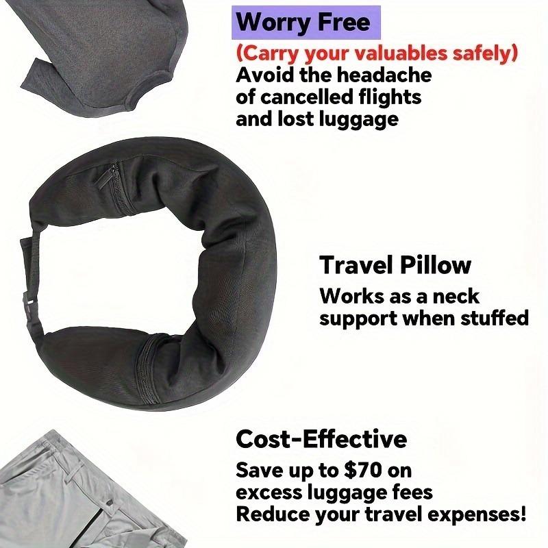 1pc Travel Neck Pillow with Clothes, 3-in-1 Neck Travel Pillow, Avoid Additional Baggage Charges, Travel Necessities