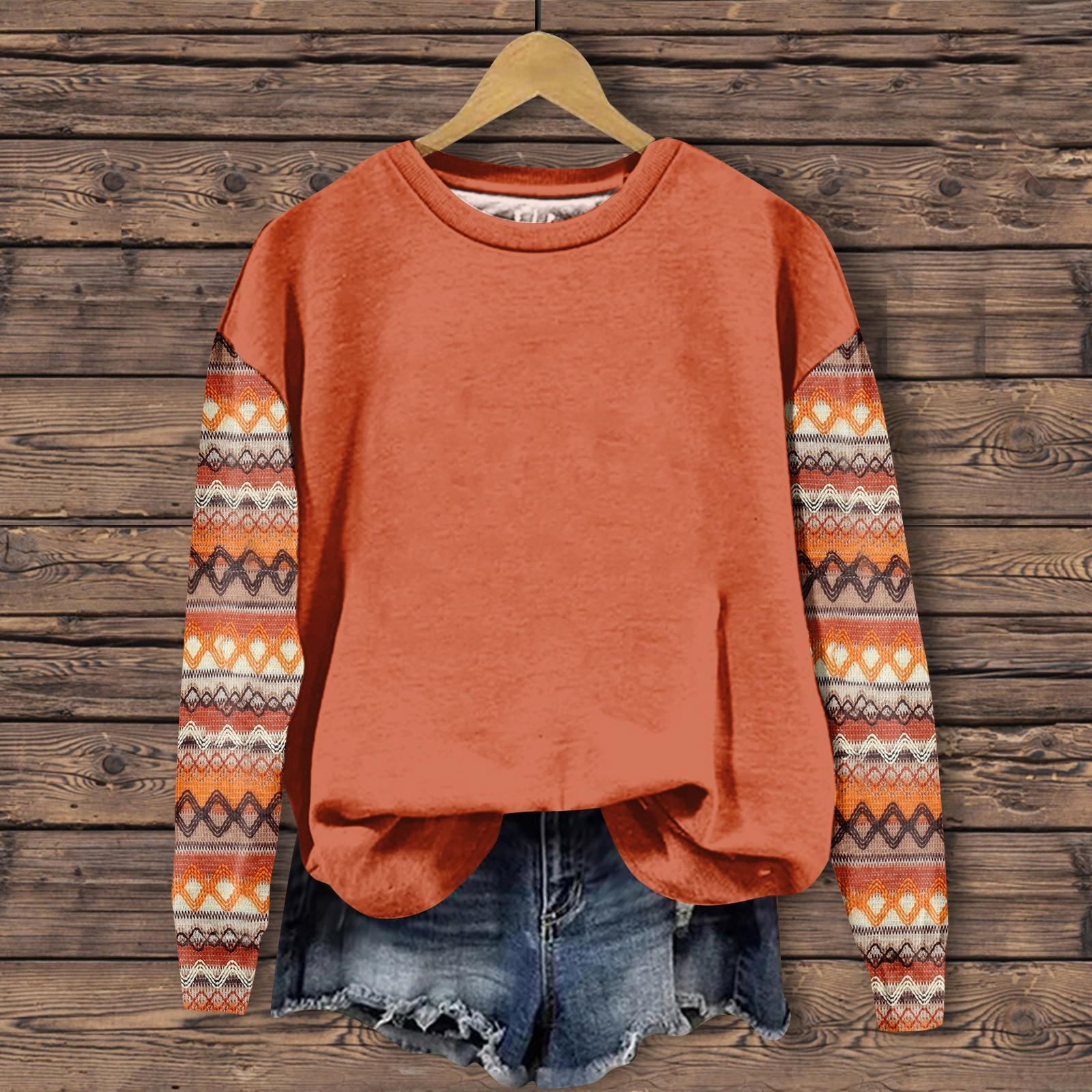 

Женская мода повседневная толстовка с длинным рукавом и круглым вырезом с принтом на Хэллоуин XXL бежевый