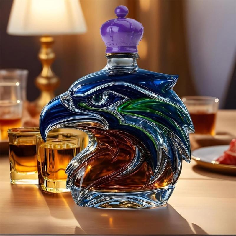 Handcrafted Crystal Glass Multifunctional Beverage Dispenser Feature Artistic Seahawk Shape Ideal For Home Pubs Decors