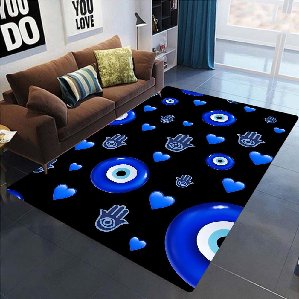 New Evil Eye Print Area Rug for Home Living Room Bedroom Kitchen Rug Non-slip Flannel Rug Machine Washable Floor Mat