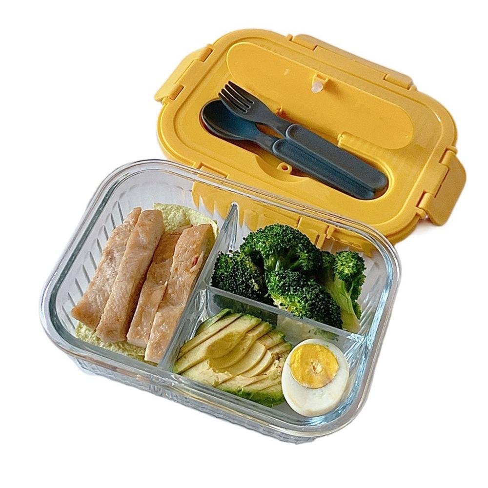 Large Capacity Glass Lunch Box Sealed Food Storage Container Vertical Stripe Lunch Box Camping