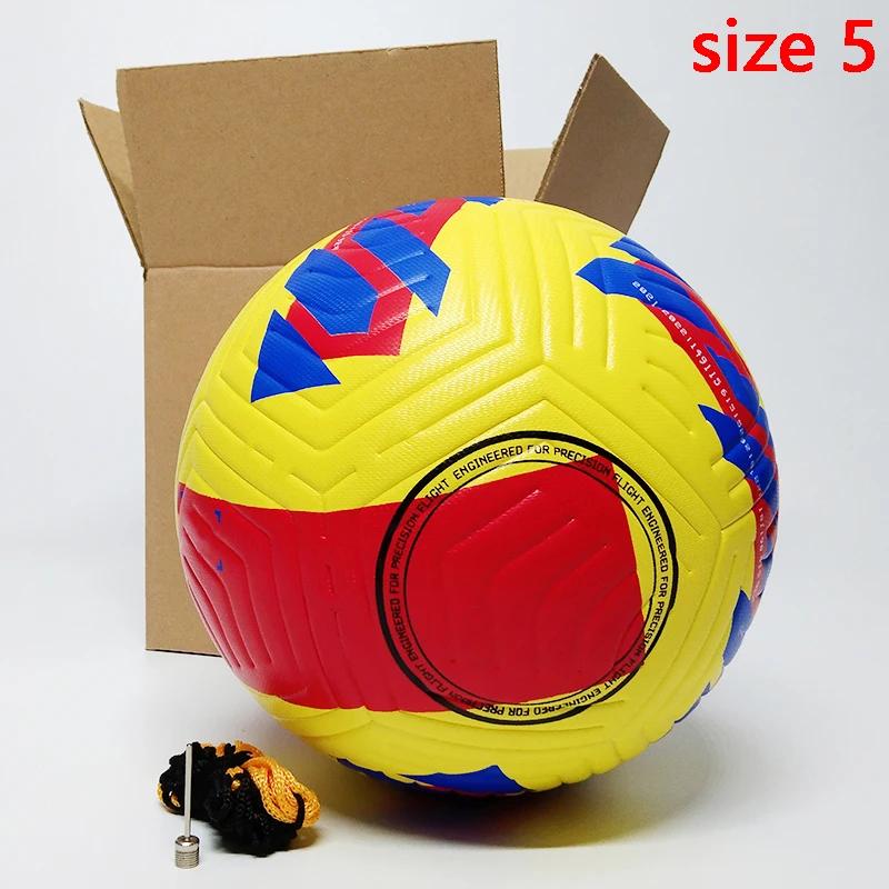 

Футбольный мяч из искусственной кожи, бесшовные командные футбольные тренировочные мячи, высокое качество, размер 5, подарок для взрослых и детей