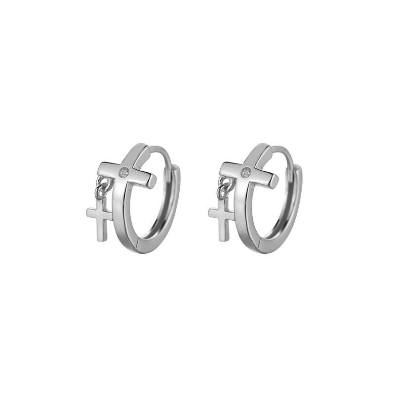 Personalized Copper Zirconia Cross Earrings: Light Luxury, Exquisite, Versatile Jewelry. 14k