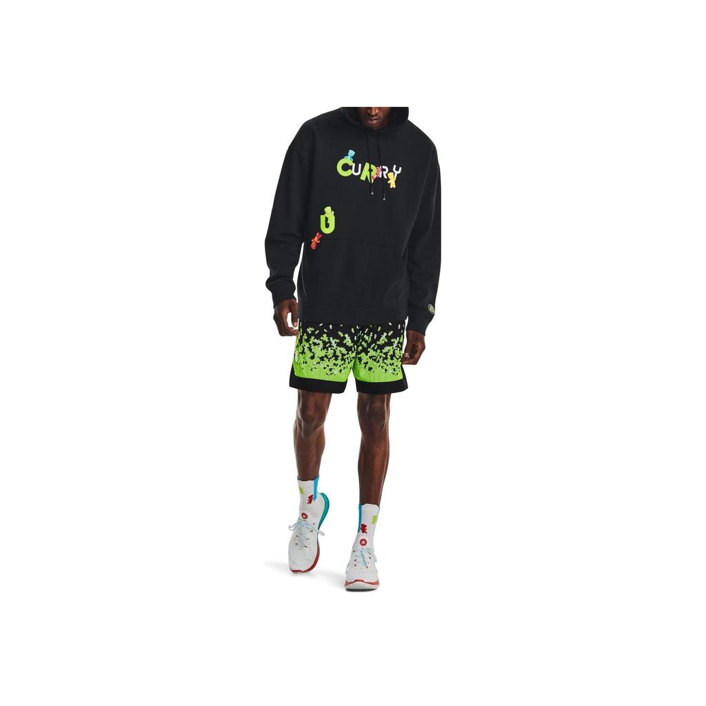 Under Armour Solid Color Letter Print Drawstring Hoodie Men Hoodies Black 1374305-001