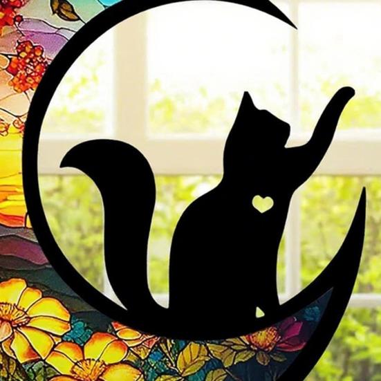 Pet Memorial Sun Catcher Dog Cat Suncatcher Pet Memorial Keepsake Stained Glass Style Hanging Decoration for Loss of Dog Sympathy Gift
