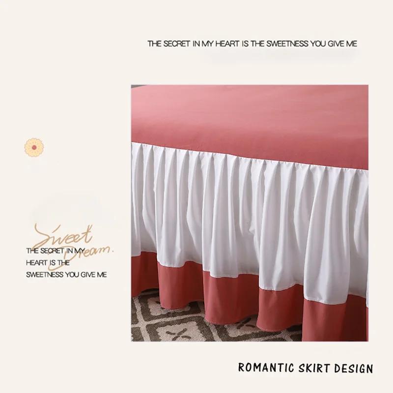 3 Pcs Solid Color Bedspread on The Bed Home Knit Dust-proof Smooth Cotton Bed Cover for Queen/King Size Bed