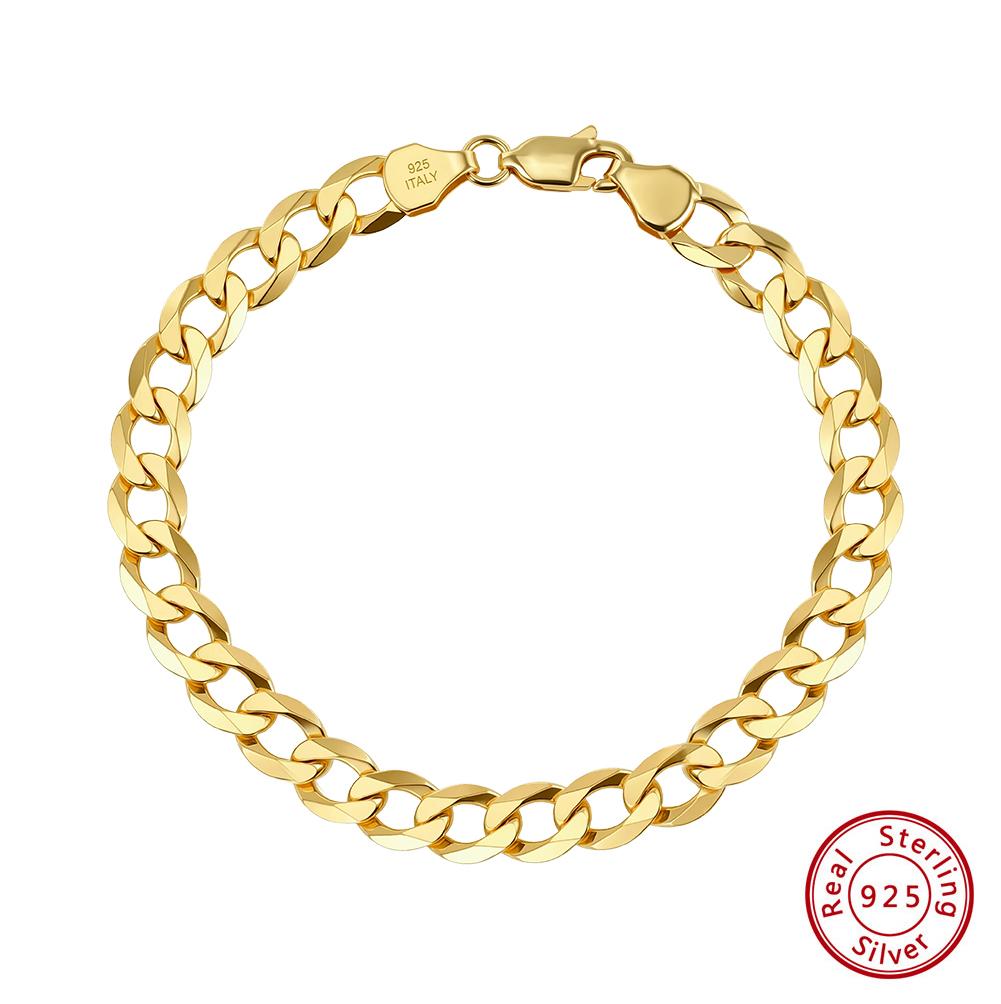 EFFIE QUEEN 2MM 6MM Trendy Cuban Chain Bracelets Simple 925 Sterling Silver Curb Cuban Link Chain Bracelet Bangle Gift SB123