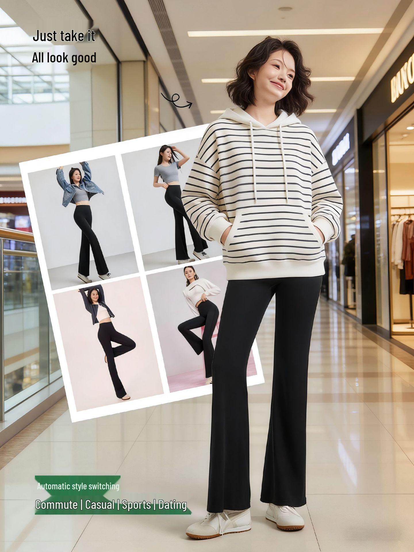 

Women s Tencel Ice Silk High-Waisted Micro-Flare Pants, Casual Spring/Summer Loose Fit M (40-50 kg)