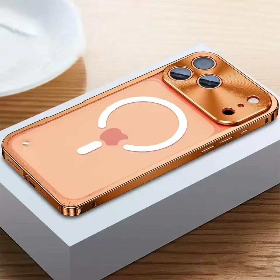 Luxury Metal Magnetic Phone Case For iPhone 17 16 15 14 13 12 Pro Max For Magsafe Wireless Charging Full Lens Protection Shockproof Cover