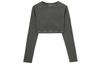Women's Ribbed Long Sleeve Crop Top Black JD0014