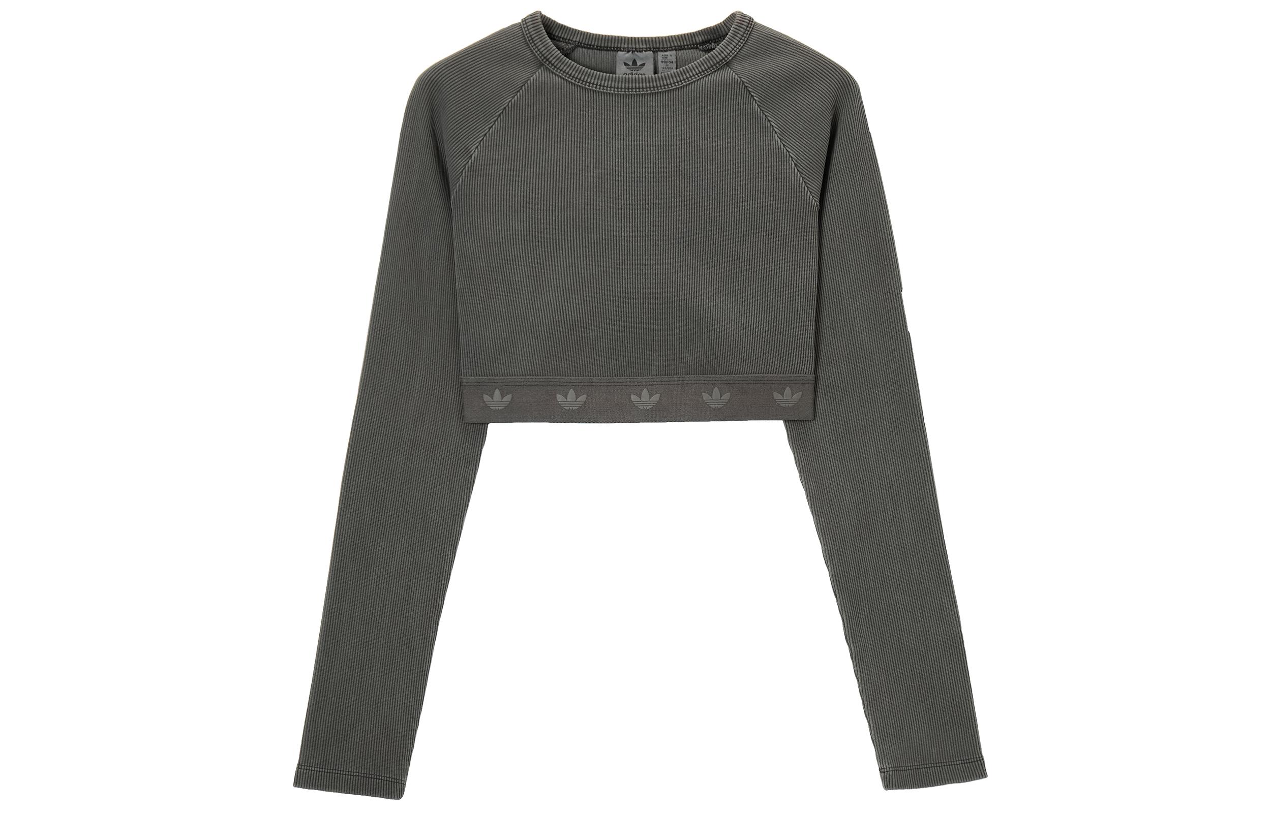 Adidas Women s Ribbed Long Sleeve Crop Top Black JD0014 XS