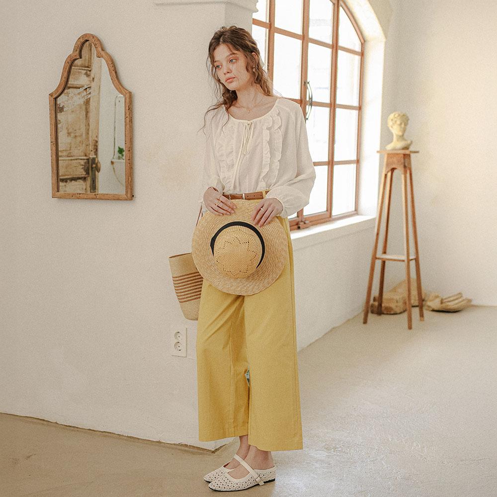 Peulaudeumali Pm_Sunny Cotton Wide Pants_Yellow