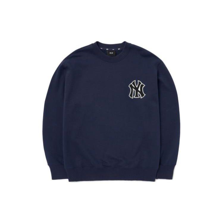 MLB Cashew Flower Sweatshirts Unisex Dark Blue Crew Neck Moderate Regular 3AMTI0126-50NYD