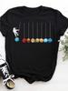 Men Funny Astronaut Spaceman T-Shirt With Solar System Planets Dwarf Sizes Astronomy-Themed Birthday Gift For Space Geeks Casual