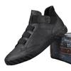 New Korean version trend men's shoes British style fashion versatile casual shoes men's mid-top leather shoes breathable leather board shoes