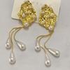 Elegant Tassel Earrings: Versatile Pearl-Like Design, Light Luxury, with Exaggerated Studs in Square and Round Shapes.