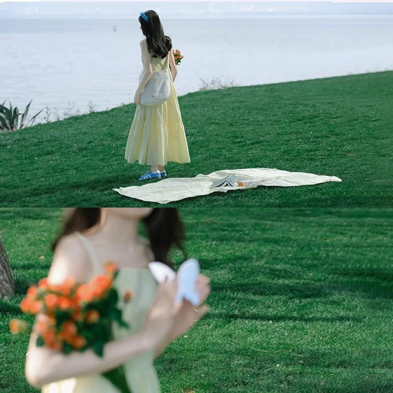 Summer 2025 Women's Petite Seaside Apricot Spaghetti Strap Maxi Dress