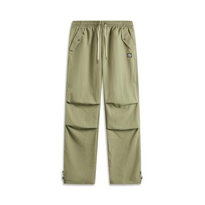 Li Ning Badfive Comfortable Casual Simple Lace-Up Straight-Leg Sports Pants Men Pants Sandalwood-Green AYKV099-4