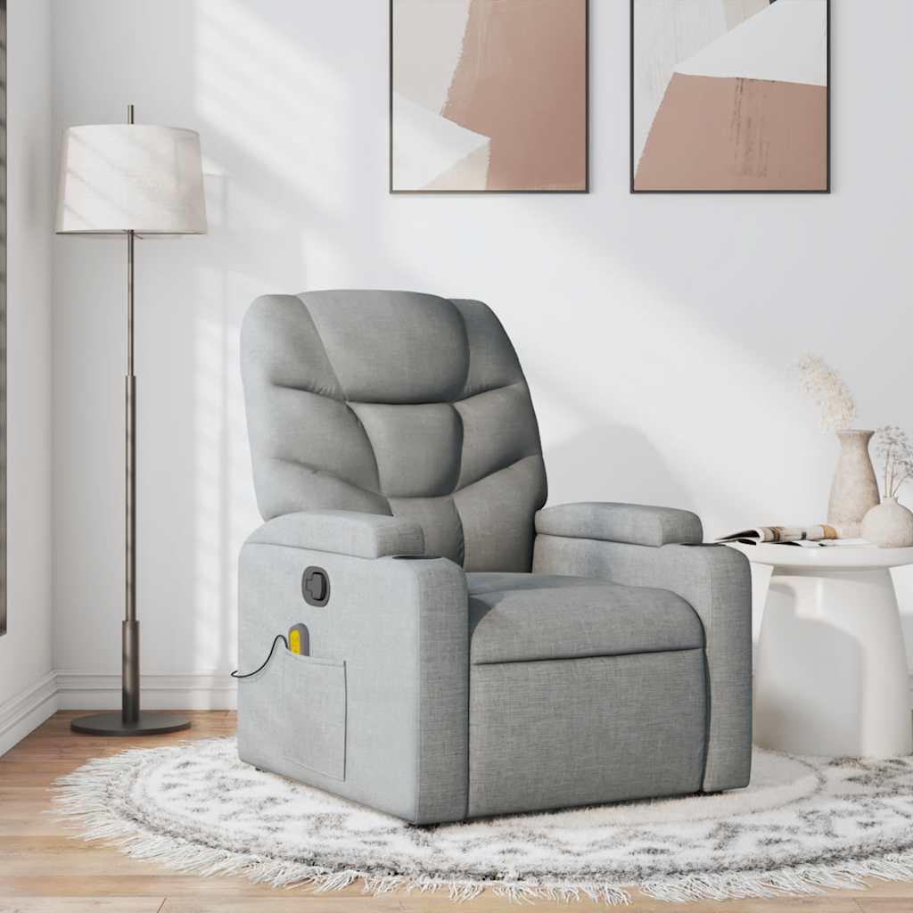 Vidaxl Ausklappbarer Massagesessel, Hellgrau, Mit Stoff bezogen