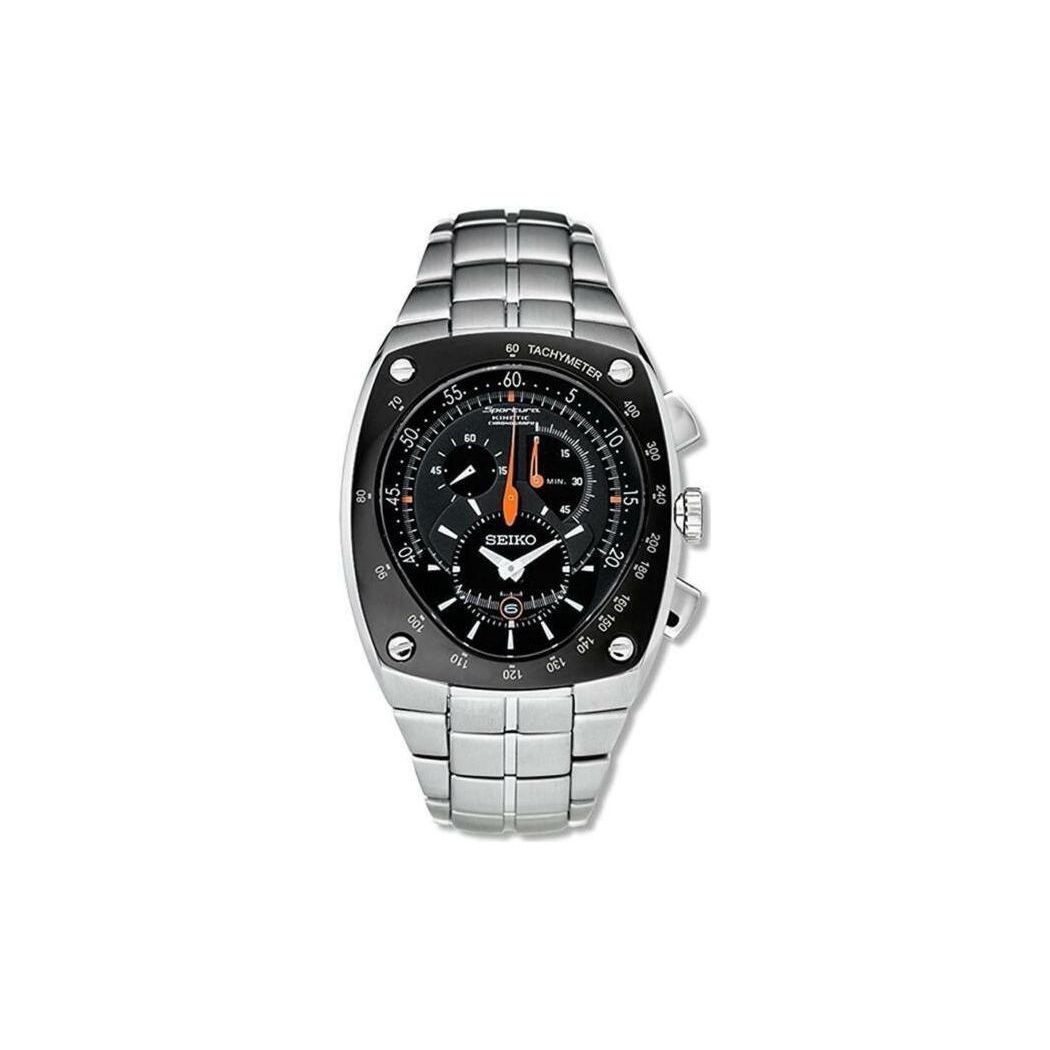 

Seiko Sportura Серія 100M Водонепроникний Автоматичний Механічний Рух Нержавіюча Сталь Ремінець Годинник Чорний Циферблат Чоловічі годинники SNL015 Black