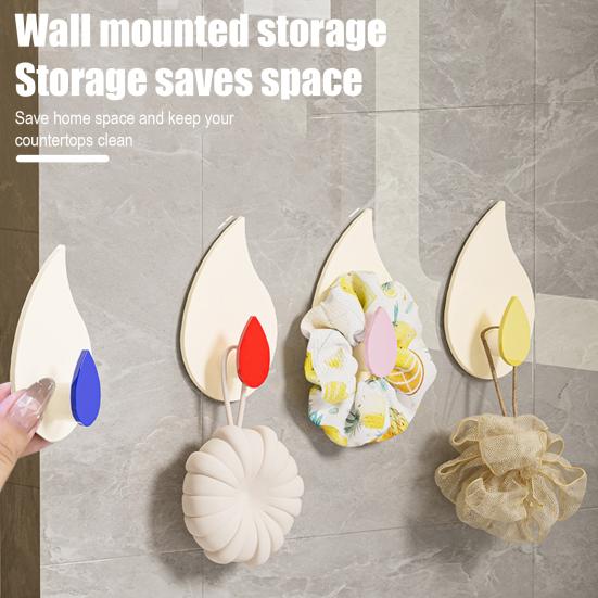 4Pcs Self Adhesive Wall Hooks Towel Coat Hangers Strong Load-bearing Simple Installation Bathroom Shower Storage Hooks