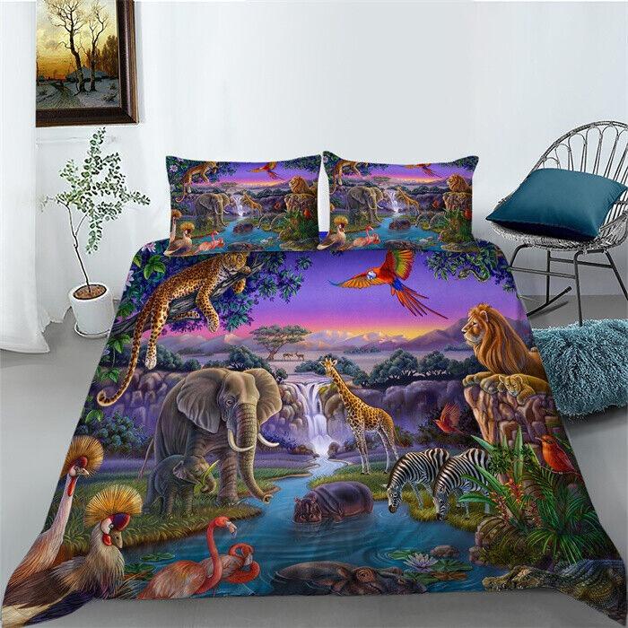 3D Printed Animal Bedding Set King Queen Bed Down Duvet Cover Pillowcase 2/3pc Quick Drying Bed Cover Luxury Cover Home Textile