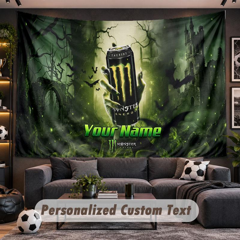 Wall Hanging Tapestry Custom NameMonster Energy Pattern Personalized Printed Fabric Wall Decor