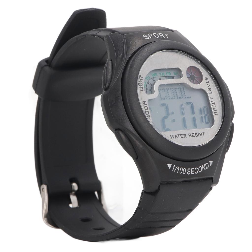 Women Men Digital Waterproof Sports Watch Surfing Watch Multifunctional Watch with Rubber Strap Stopwatch and Dual Time