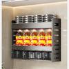 Multi Layer Punch-Free Kitchen Condiment Storage Rack Stainless Steel Seasoning Jar Organizer Space-Saving Home Decor