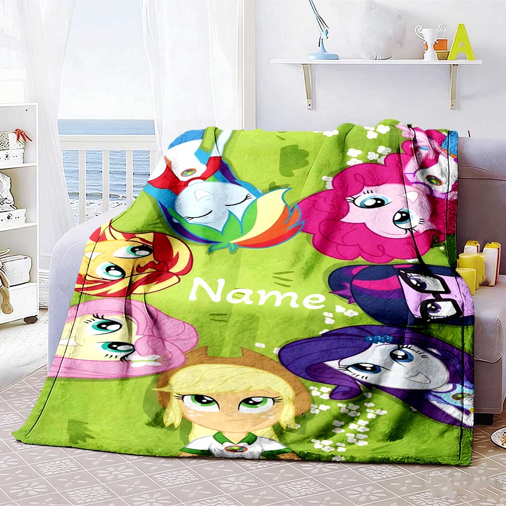 Little Pony (2) Personalized Name Blanket Throw Customizable Blanket Soft Warm Cozy Throw For Seaside Bed Office Bedding All-Season Use