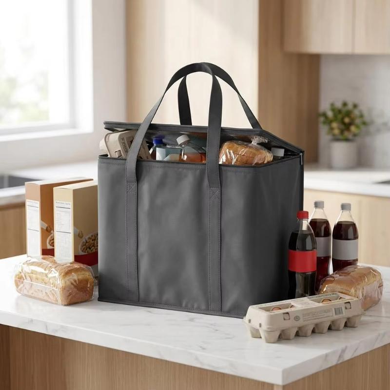Thermal Insulated Food Delivery Bag Tear Resistant Aluminum Foil Lining Reusable Zipper for Commercial Food Delivery Service