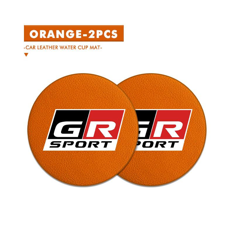 For S0 2Pcs Leather Car Coaster Water Cup Slot Mat Anti-slip Pad GR Sport Camry Prius Auris Crown Yaris Corolla CHR Avalon JH0