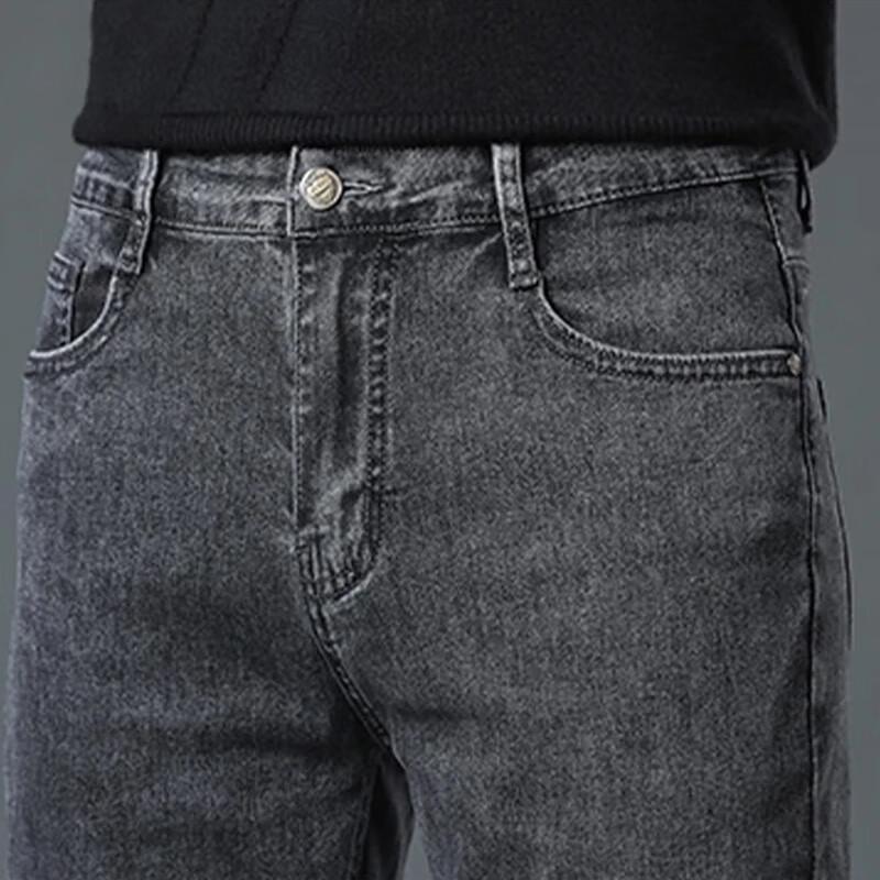Men's Jeanswes Winter Fleece-Lined Straight-Leg Denim Jeans