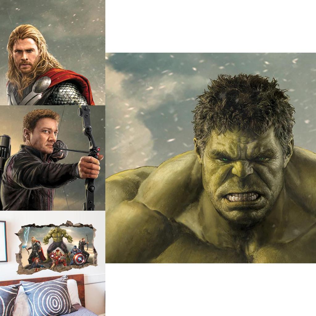 Superior Quality Avengers 3d Wall Sticker Multicolor Mural Art Poster For Kids Rooms