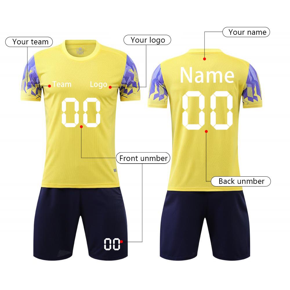 Custom Soccer Jersey Set for Men and Youth Personalized Team Uniform with and Number Breathable Sportswear