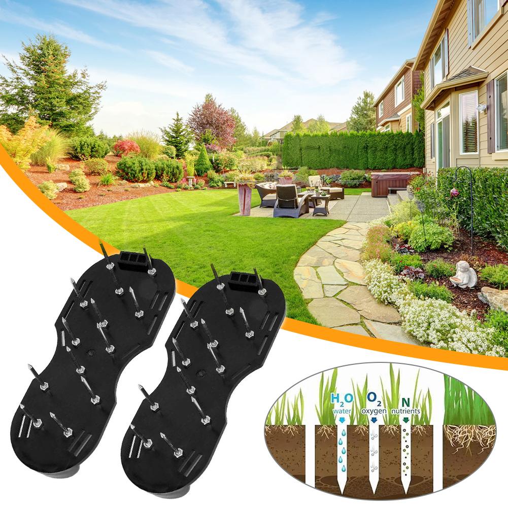 Anti-Slip Lawn Aerator Shoes Grass Spiked Shoes with Adjustable Strap Aerator Sandals for Yard Patio Garden Aerating Soil Tools