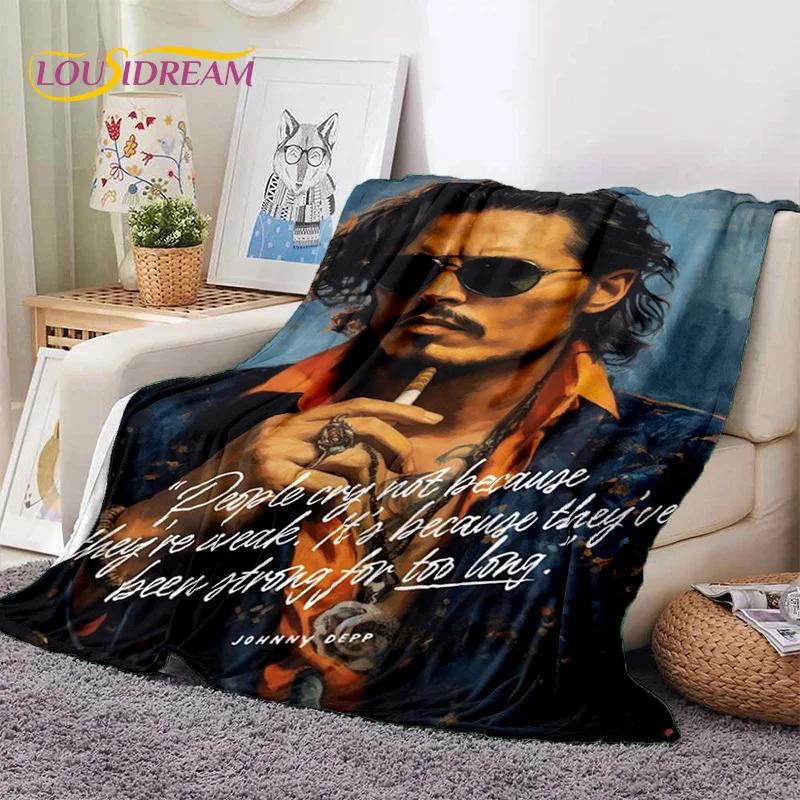 3D Printing Johnny Depp Star HD Soft Blankets,Keep Warm Throw Blanket Comfortable Blanket for Picnic Beds Sofa Home Bedroom Gift