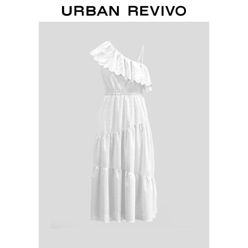 

UR2025 Женское платье на одно плечо с полым кружевом L