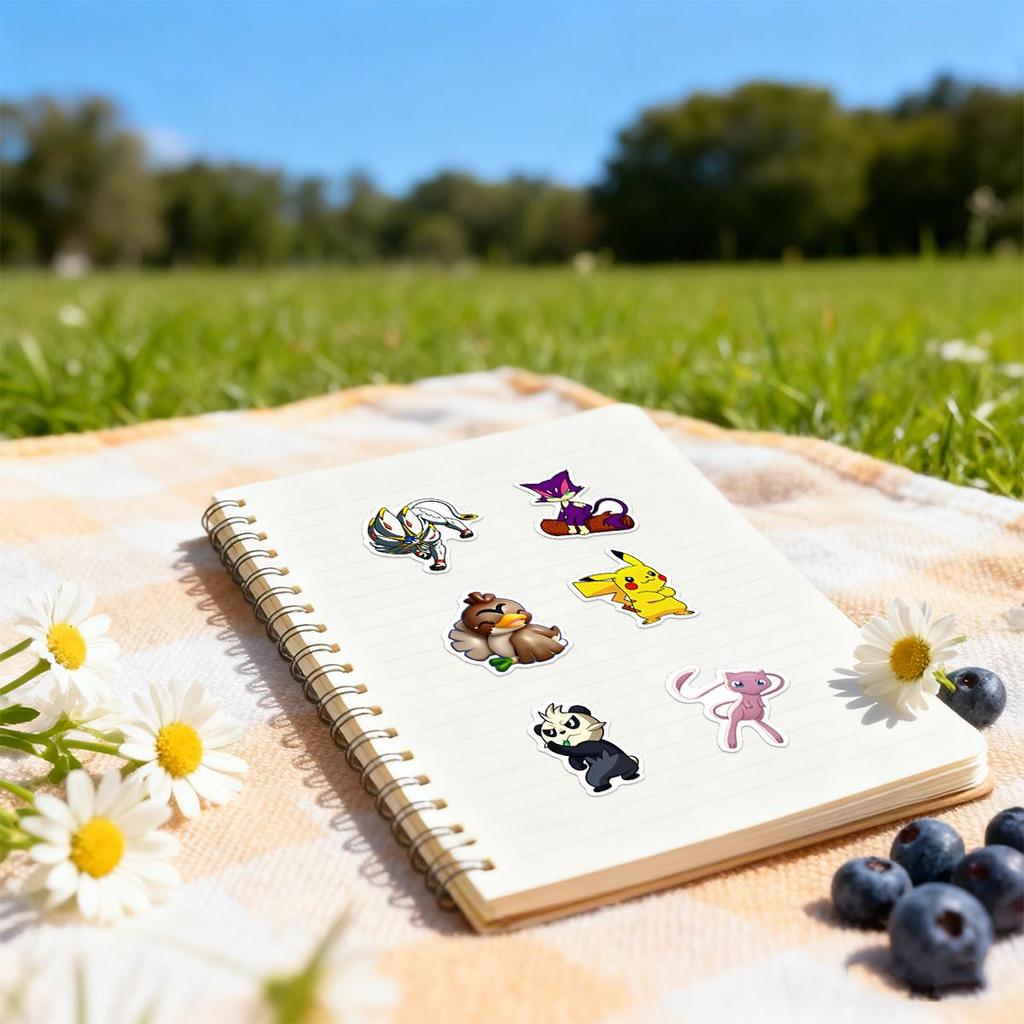 100 Pokemon Pikachu Anime Stickers – Waterproof PVC Decals for Notebooks & Journals