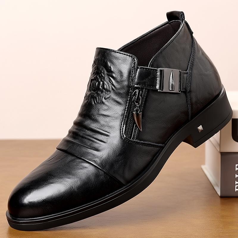 

Высококачественные осенние мужские новые удобные кожаные повседневные кожаные туфли модные мужские с боковой молнией с острым носком теплые повседневные короткие ботинки 44