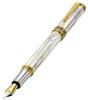 Xezo Maestro Oceanic Origin Iridescent White Fountain 18K Gold with Platinum Serialized Mother-of-Pearl Fine-Nib Pen, Plated,