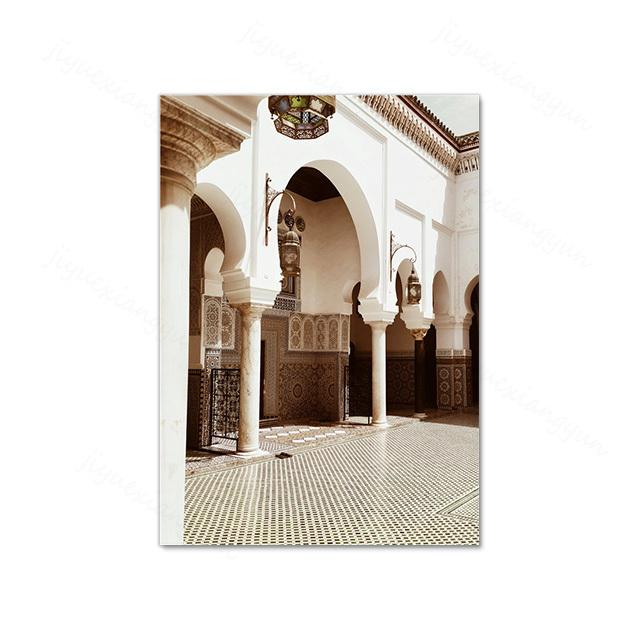 Moderne islamische Architektur Allah Muhammed marokkanische Moschee Zitat Poster Wand Kunst Tür Leinwand Druck Malerei Home Decor