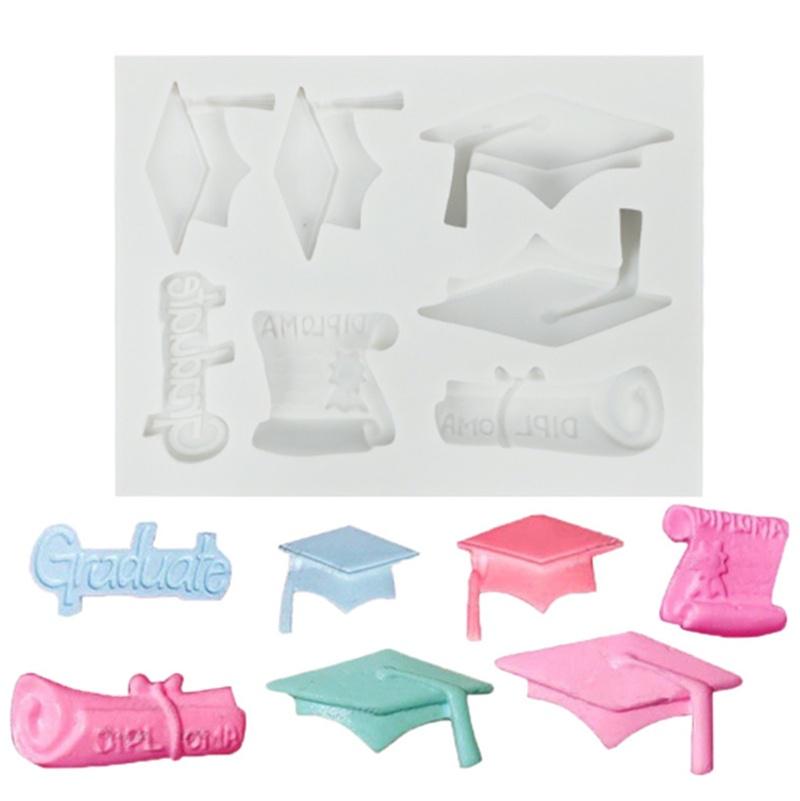DIY Graduation Doctor Hat Fondant Sugarcraft Silicone Mould Cake Decoration Tools Chocolate Polymer Clay Resin Mold