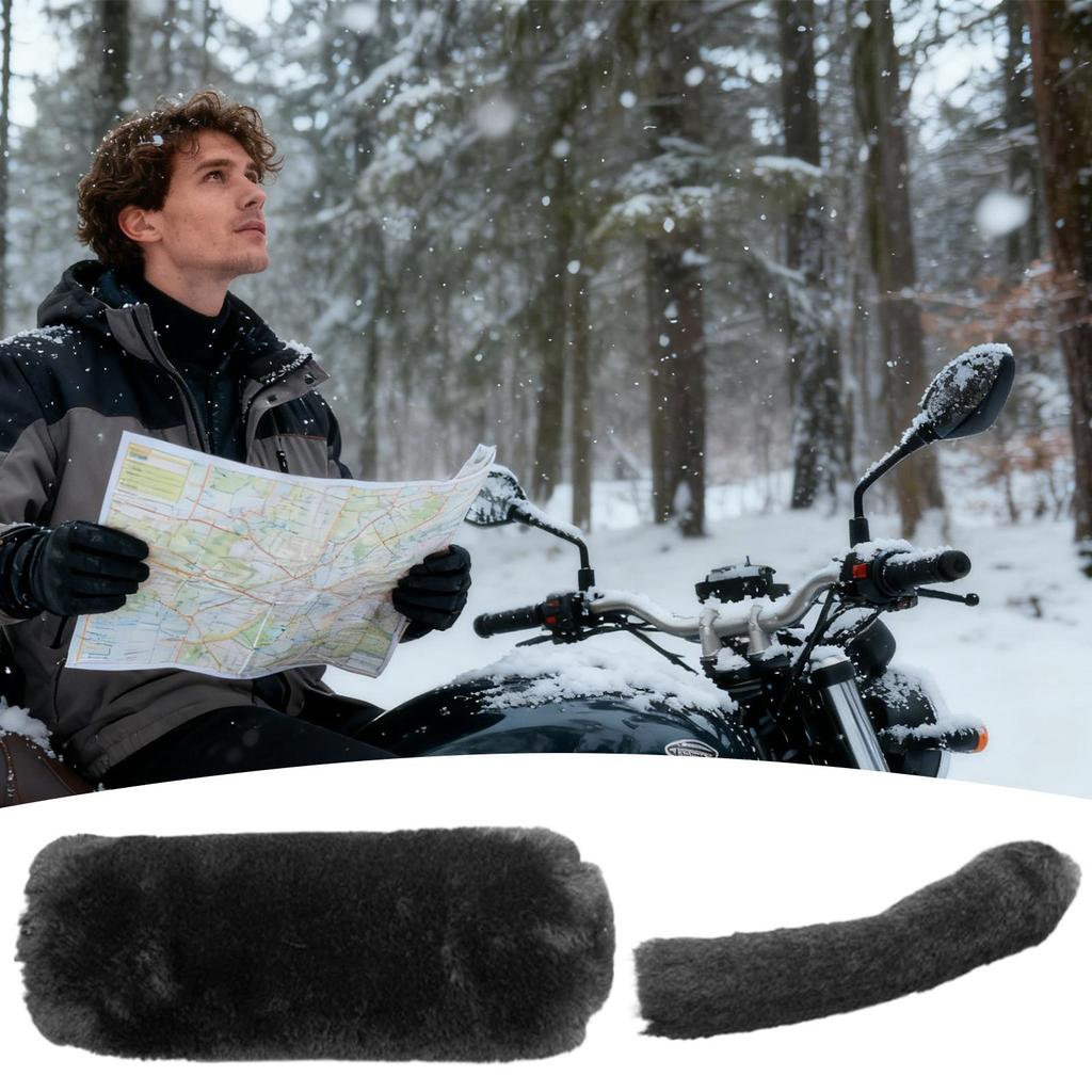 Motorcycle Handle Cover Anti-Slip Imitation Plush Motorcycle Riding Handlebar Grip Cover For Commuting Urban Riding Cruising