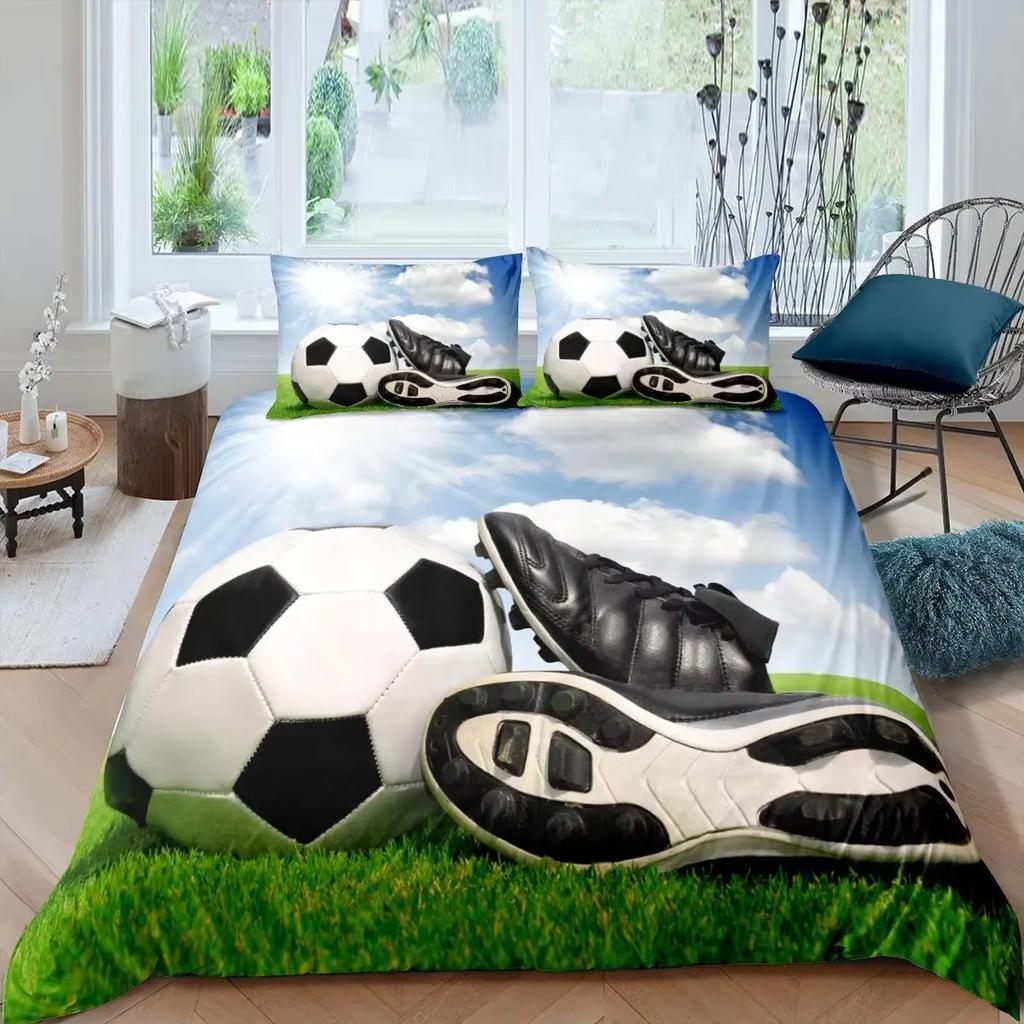 American Football Duvet Cover Set Full Size Sports Games Bedding Set Soccer Field Comforter Cover for Boys Teens Quilt Covers