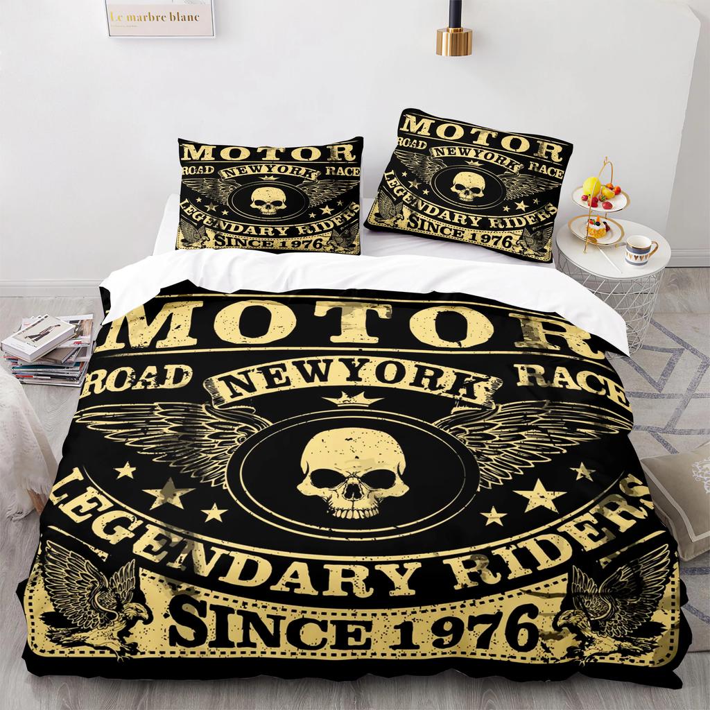 Skull King Queen Bettbezug Gothic Skelett Bettwäsche Set für Erwachsene Jugendliche Personalisiert Halloween Knochen Polyester Steppdeckenbezug