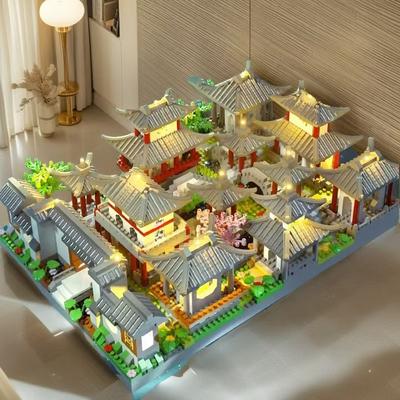 Set di Blocchi da Costruzione 3D da 1022 Pezzi - Architettura Tradizionale Giardino di Suzhou, Regalo Perfetto per Halloween e Pasqua