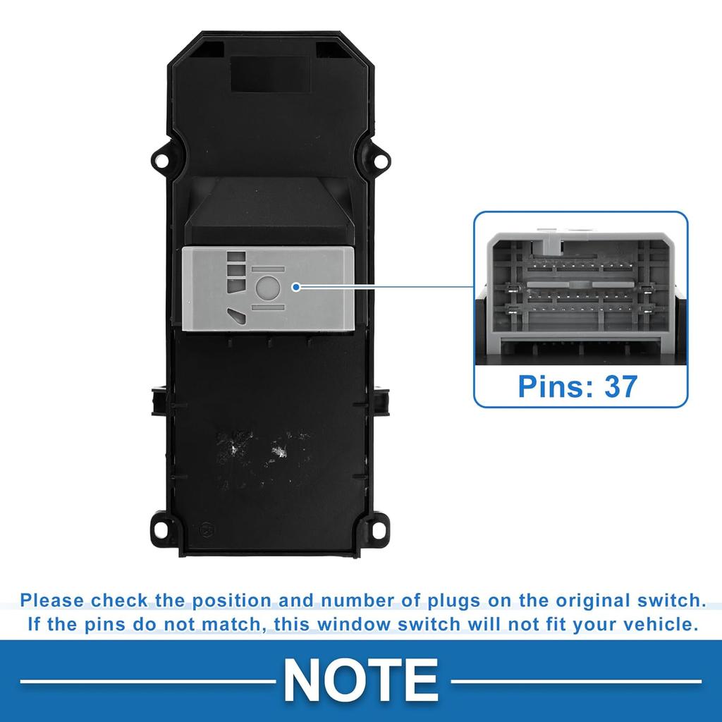 Power Window Switch No.35750T6DH11 Front Left Driver Side Window Control Switch for Honda Odyssey 2015-2020 Black