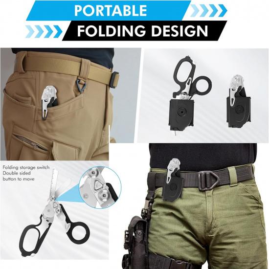 Trauma Shears Medical Shears with Strap Cutter and Glass Breaker for Outdoor, Nursing Scissors with Holster, Emergency Shears Stainless Steel Pocket