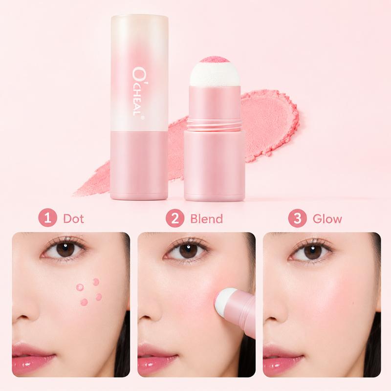 Vitality, matte, natural color rendering, vitality, enhance complexion, not easy to fly pink blush
